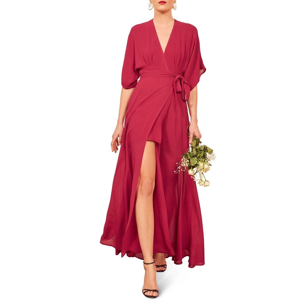 Reformation Winslow Maxi V Neck Wrap Dress